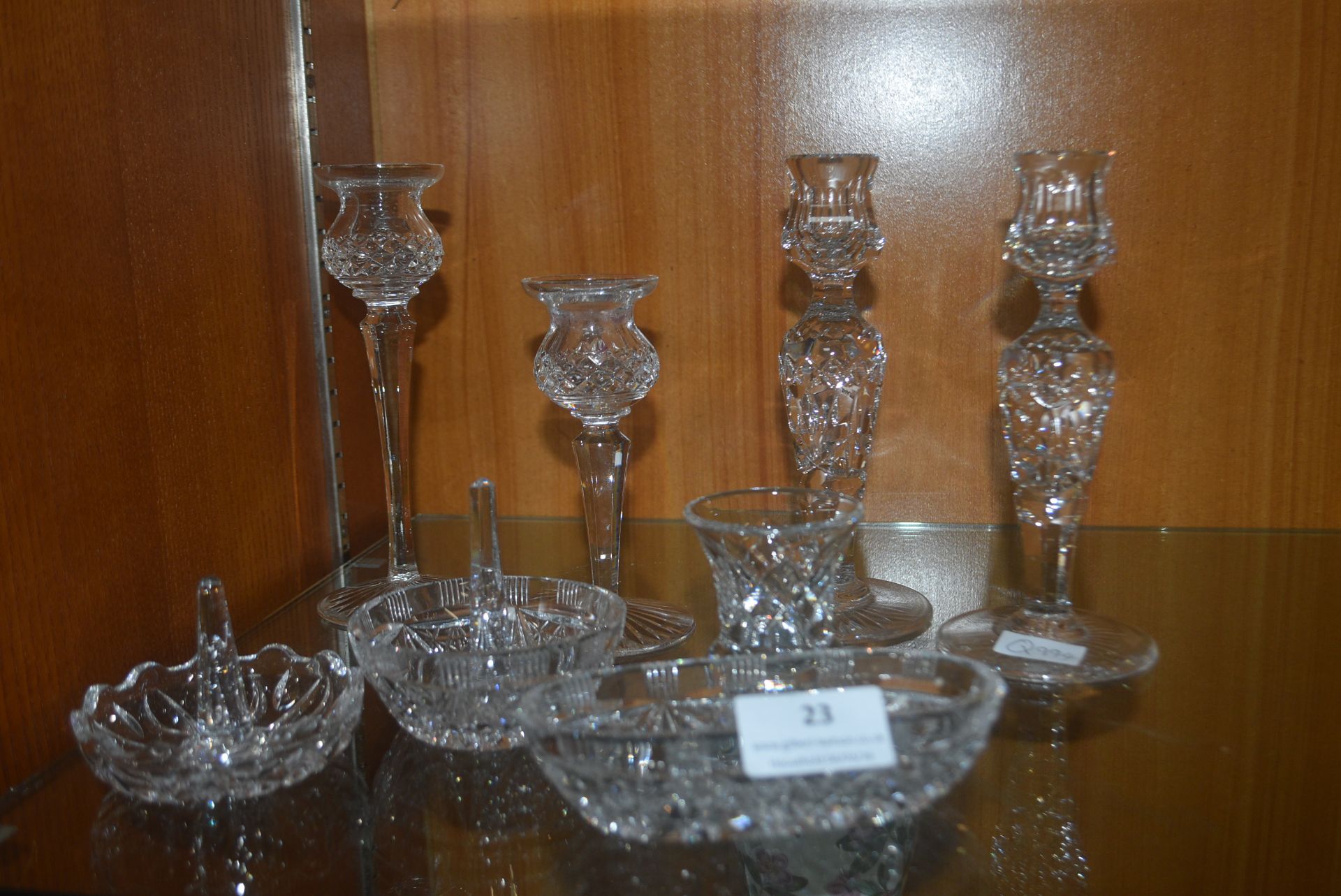 Cut Glass Lead Crystal Candlesticks and Ring Dishes etc.