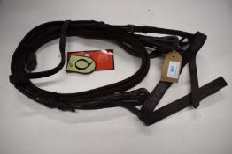 Loveson Leather Plain Bridle with Rubbered Reigns Pony Size Brown