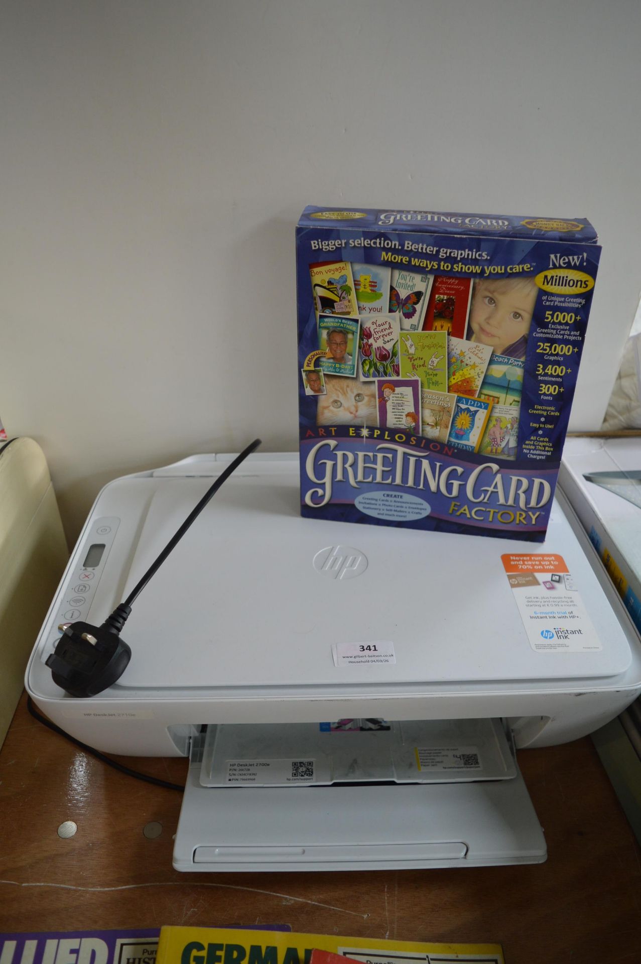 HP DeskJet 2710E Printer, plus Greetings Card Factory DVD Set