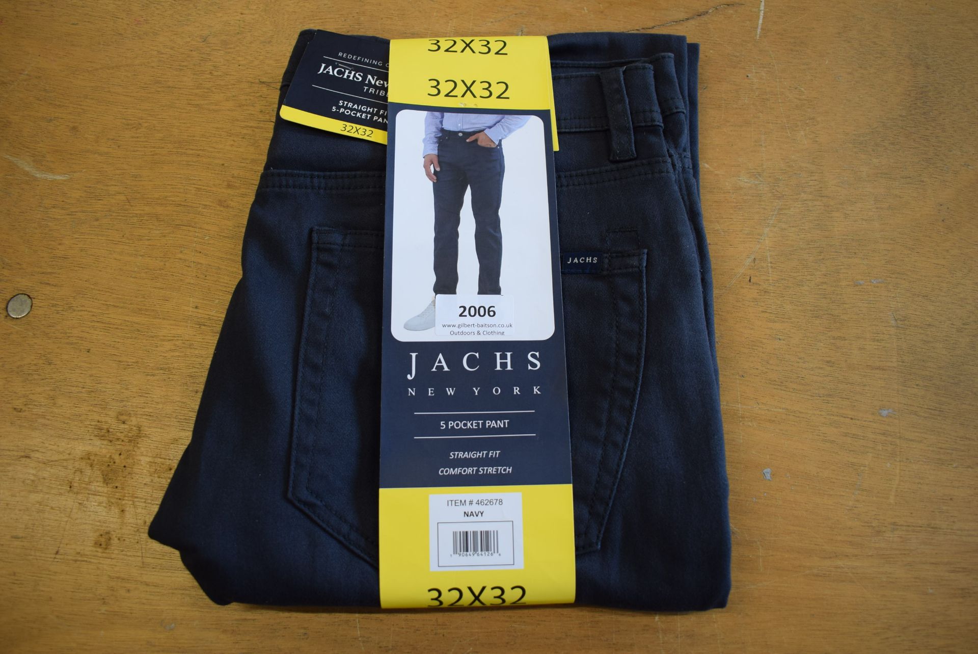 *Jachs New York Five Pocket Straight Fit Comfort Stretch Trousers in Navy Size: 32x32