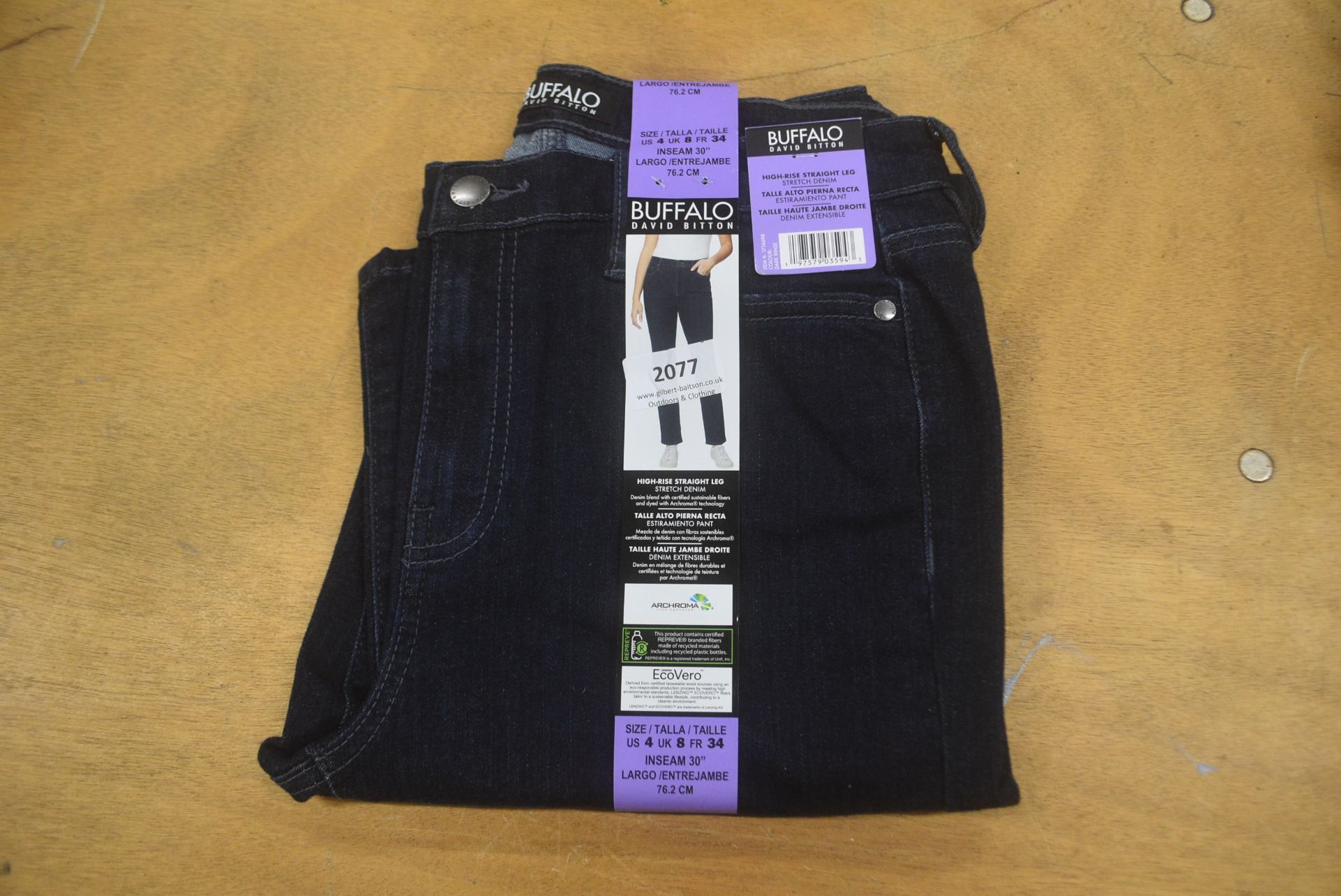 *Buffalo High Rise Stright Leg Stretch Denim Jeans Size: 8