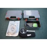 2x Parkside Storage Boxes, TV Aerial Extension Kit, Magnifying Glass, and a Baking Tin