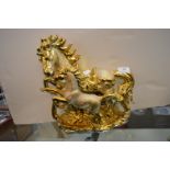 Gilded Pottery Foal & Mare