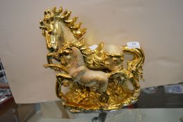 Gilded Pottery Foal & Mare