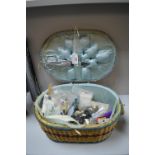 Vintage Sewing Basket and Contents