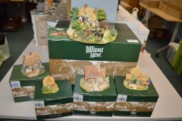 1x Large and 4x Small Lilliput Lane Cottages