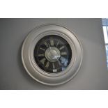 Silver Painted Circular Wall Clock