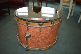 Large Bass Drum Converted to a Mirror Topped Coffee Table