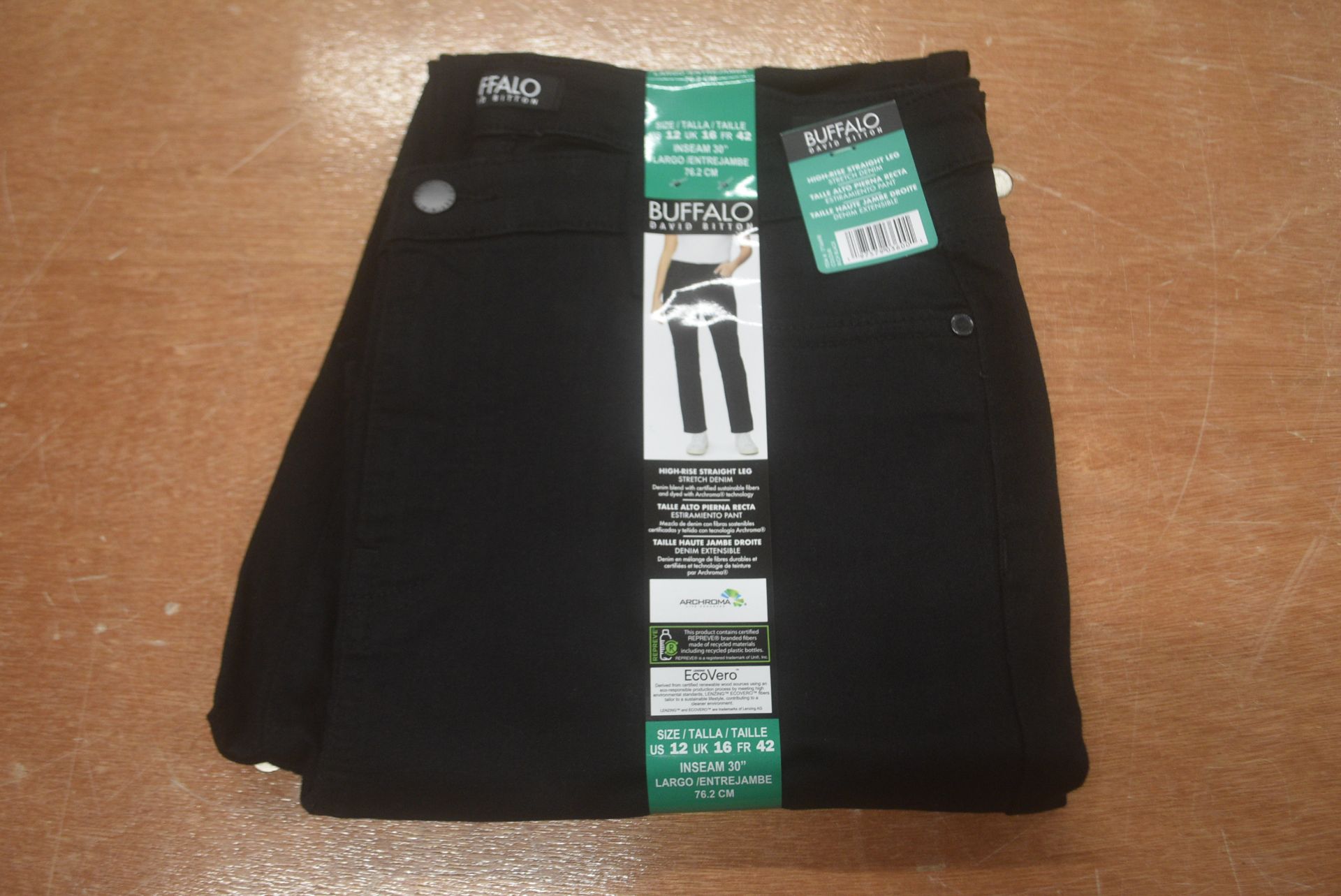 *Buffalo Highrise Straight Leg Black Denim Jeans Size: 16