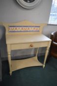 White Painted Washstand with Chicken Design Tiles