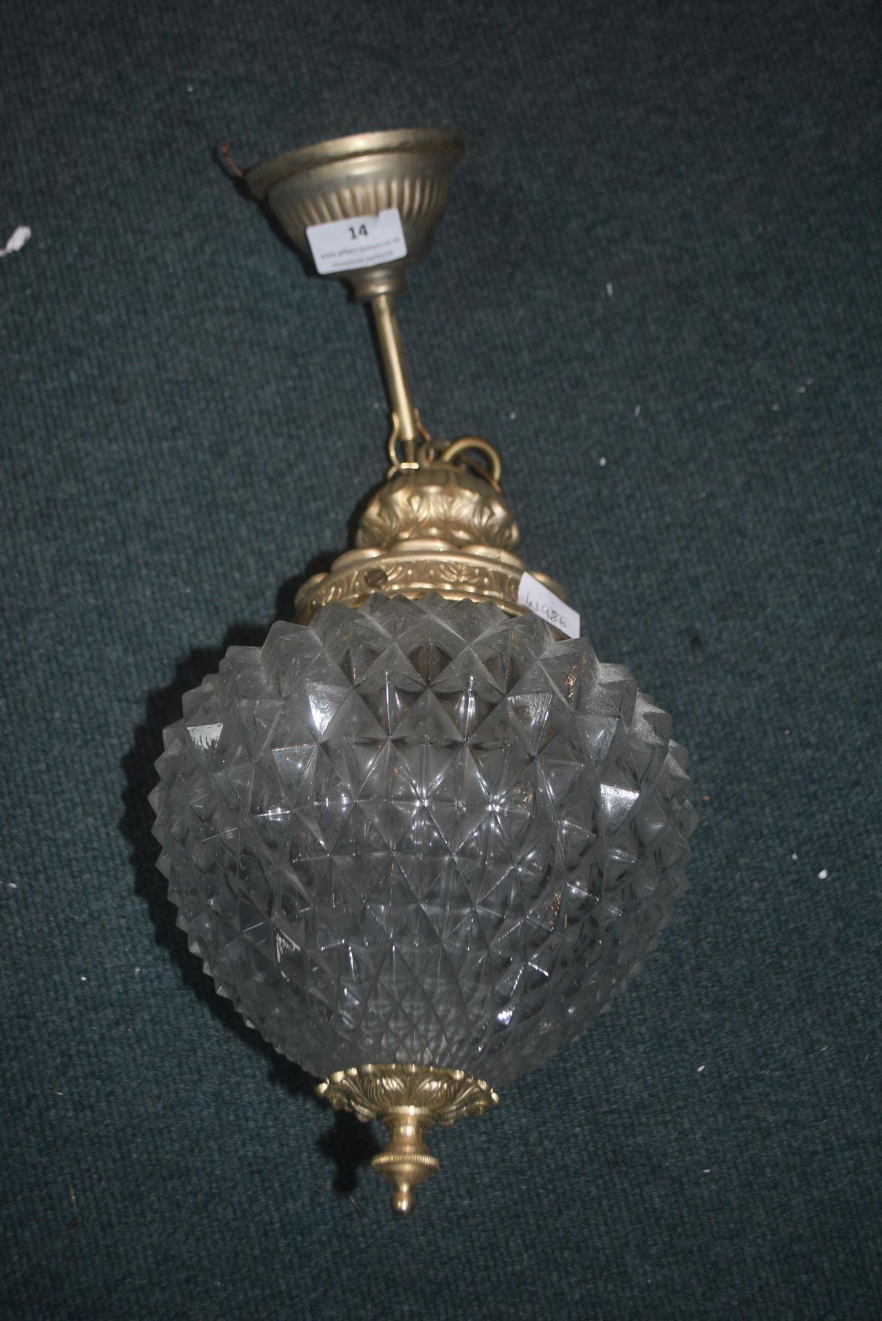 Brass Ceiling Suspension Light with Glass Shade