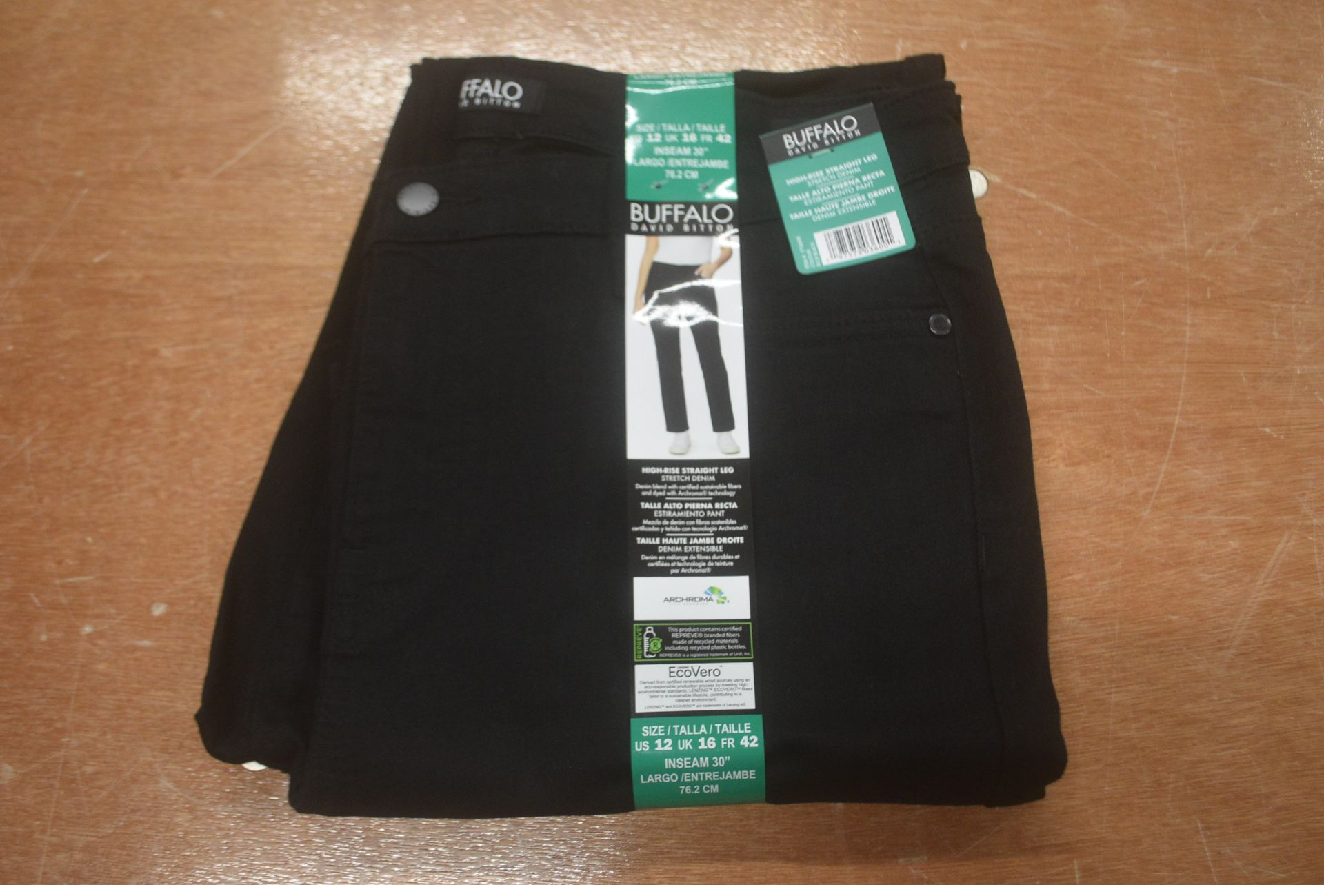 *Buffalo Highrise Straight Leg Black Denim Jeans Size: 16