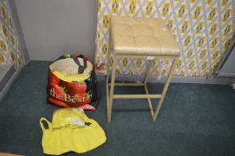 Gold Upholstered Stool, and a Quantity of Yellow Bikinis