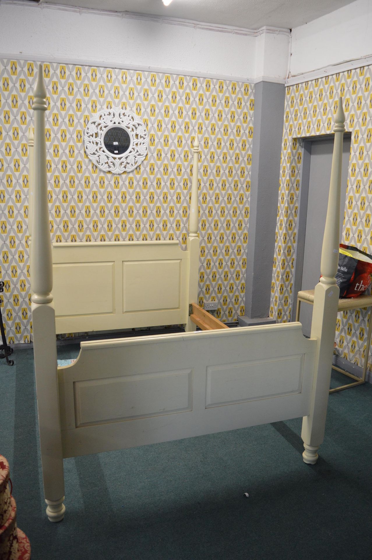 Cream Painted Pine Four Poster Bed Frame - Image 2 of 3