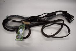 Olympian Bridle with Raised Brow & Flash Noseband Pony Size Brown English Leather