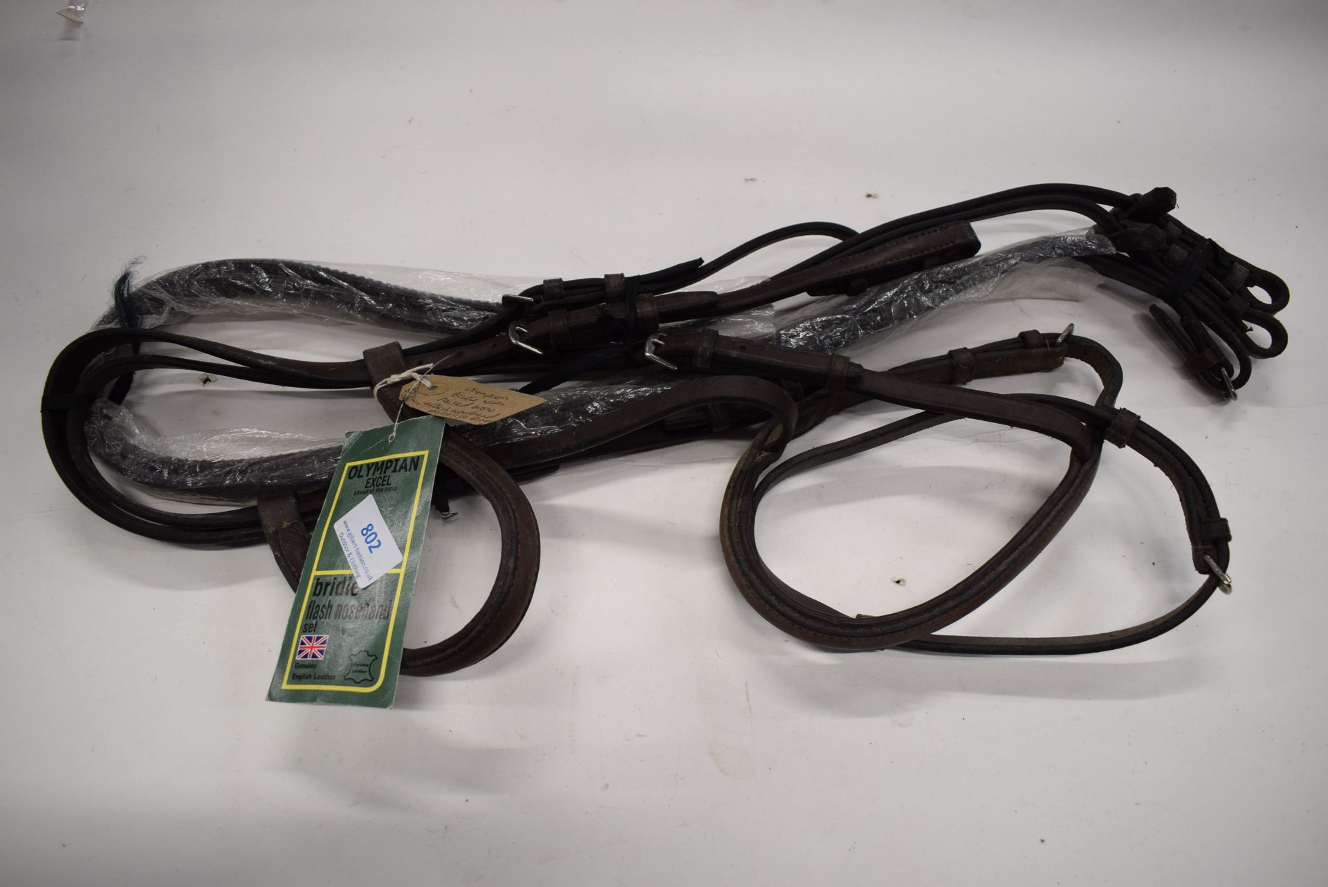 Olympian Bridle with Raised Brow & Flash Noseband Pony Size Brown English Leather