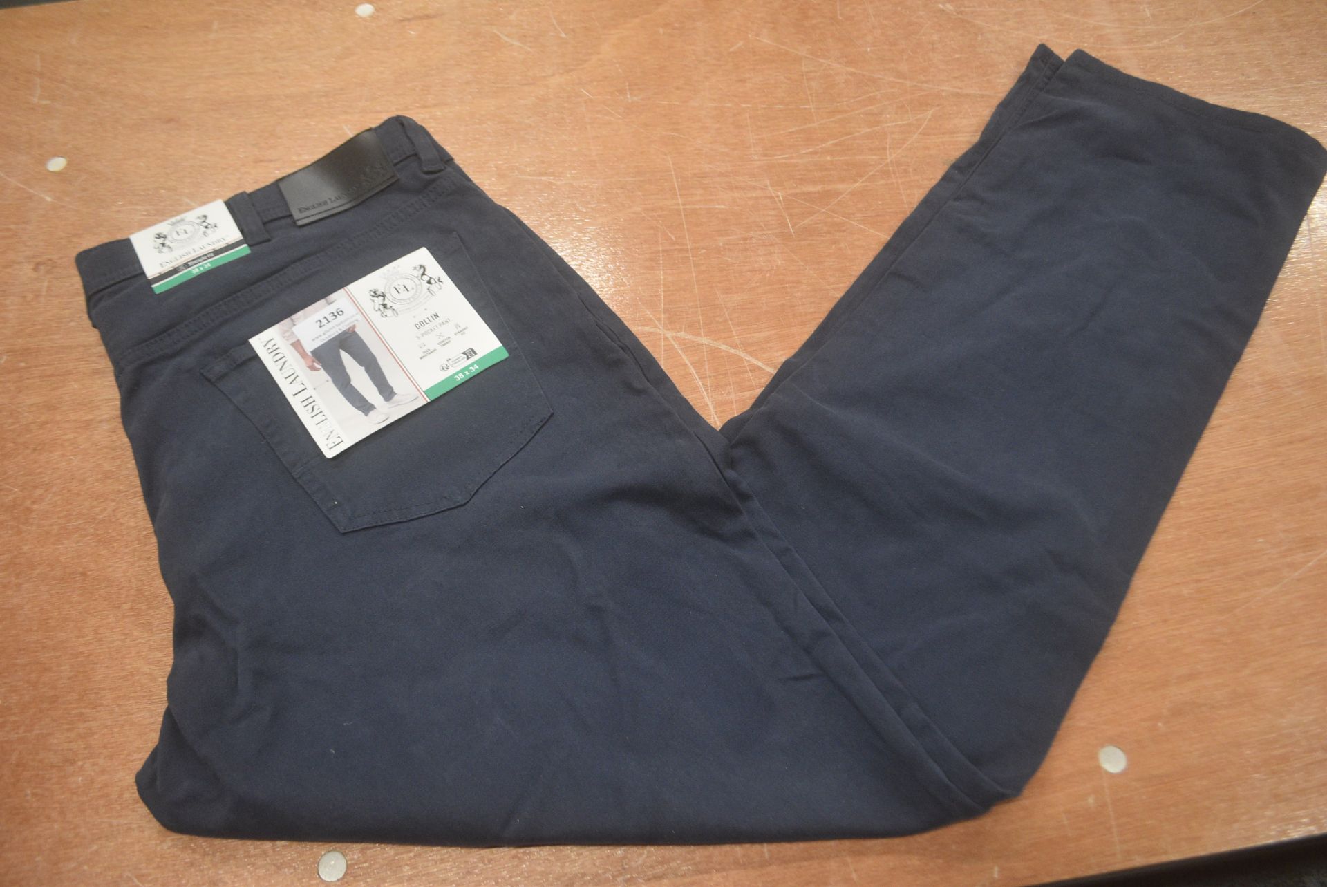 *English Laundry Colin Blue Straight Fit Five Pocket Trousers Size: 38x34