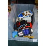 Toy Vehicles Including Police, Ambulance, and Fire Engines