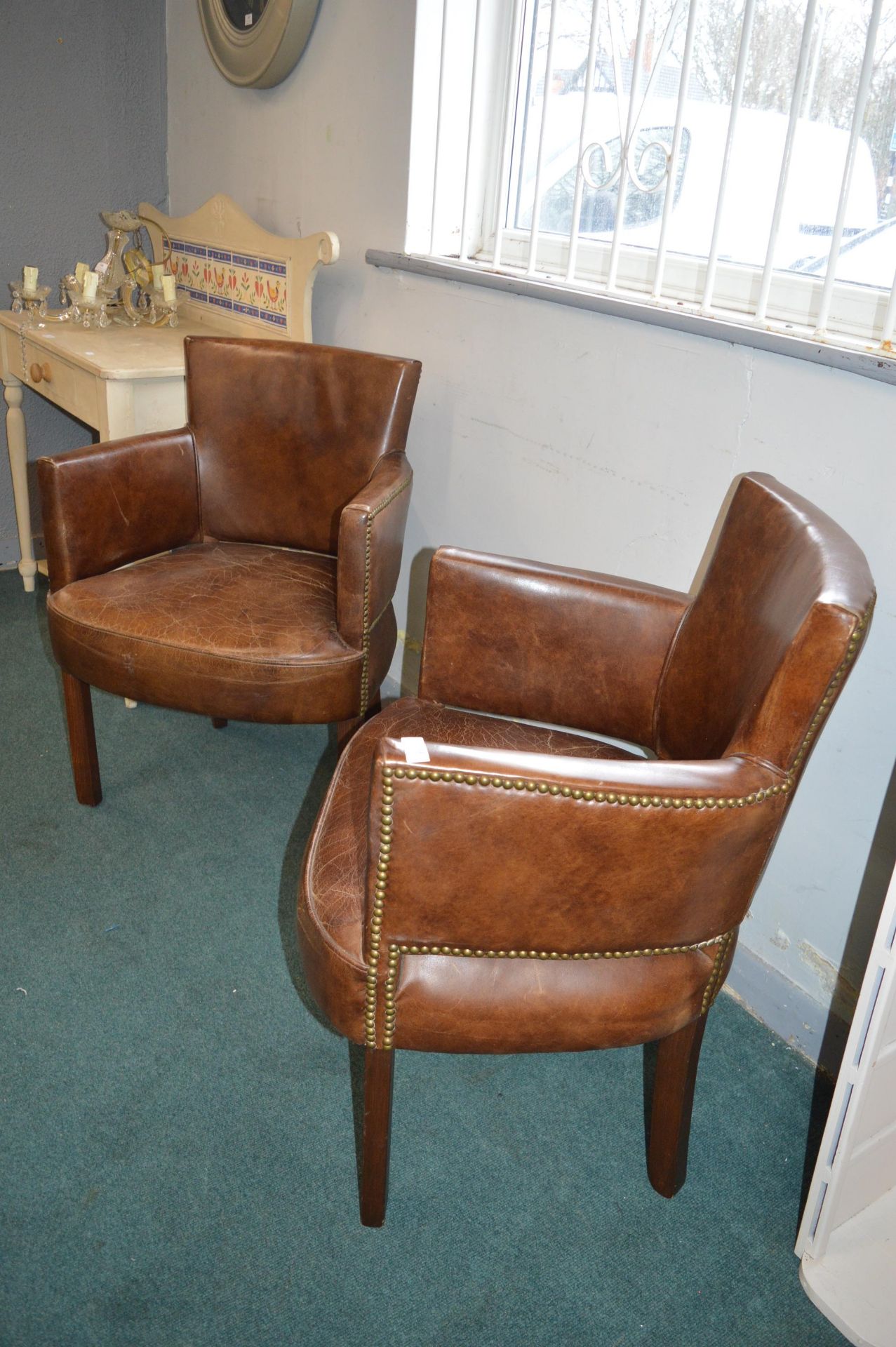 Pair of Leather Tub Chairs by Halo - Image 3 of 3