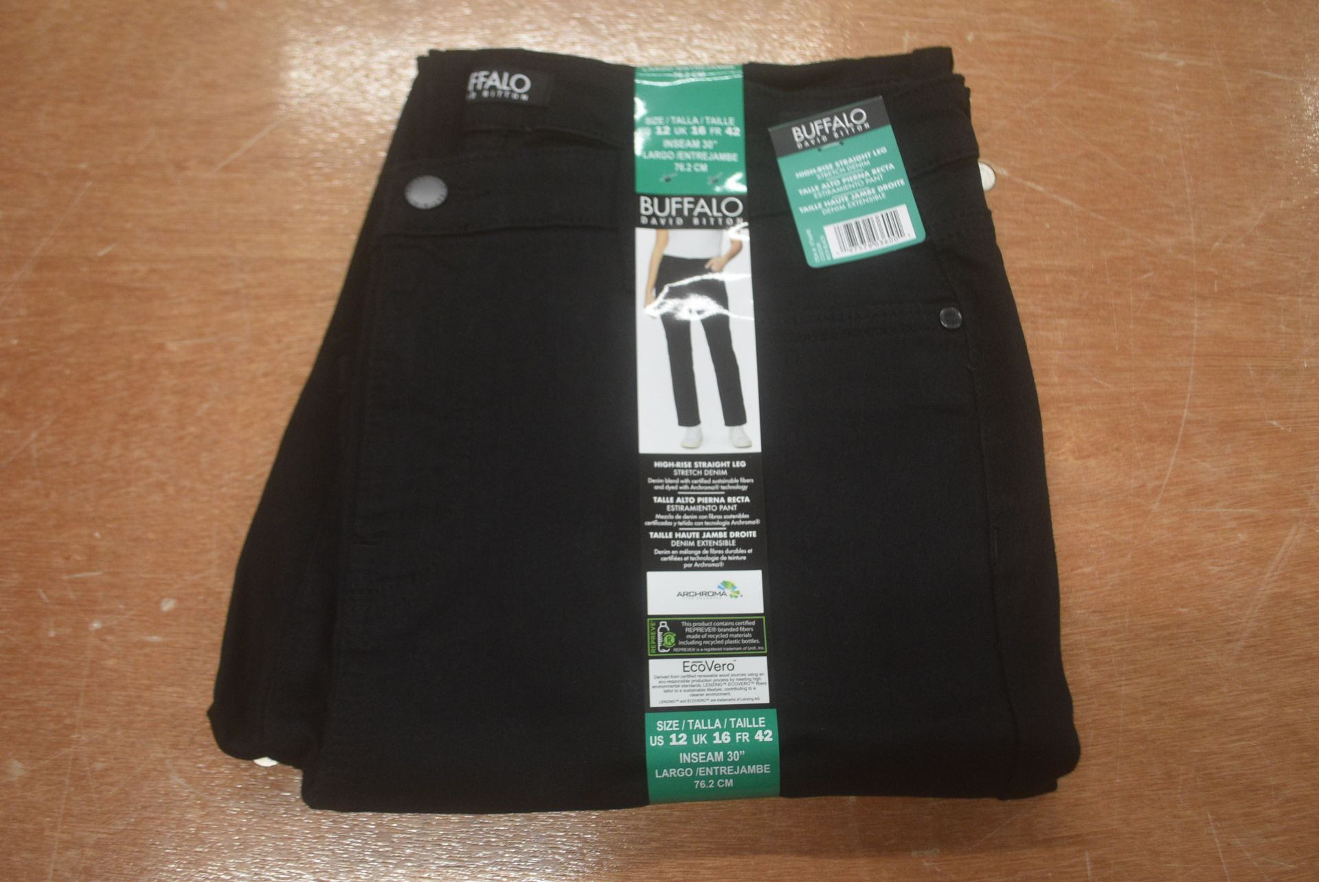 *Buffalo Highrise Straight Leg Black Denim Jeans Size: 16