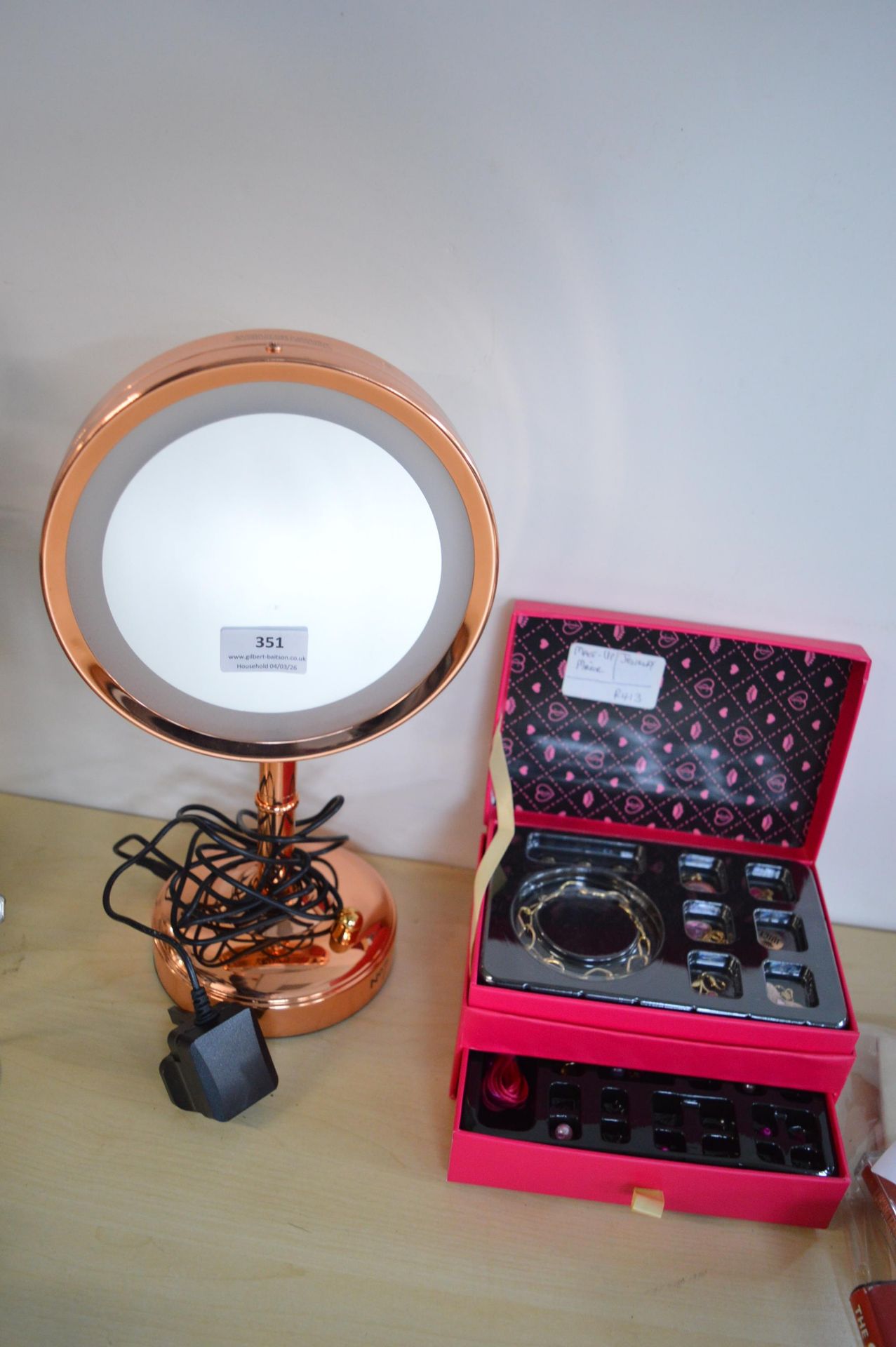 Makeup Mirror, plus Jewellery Box and Contents