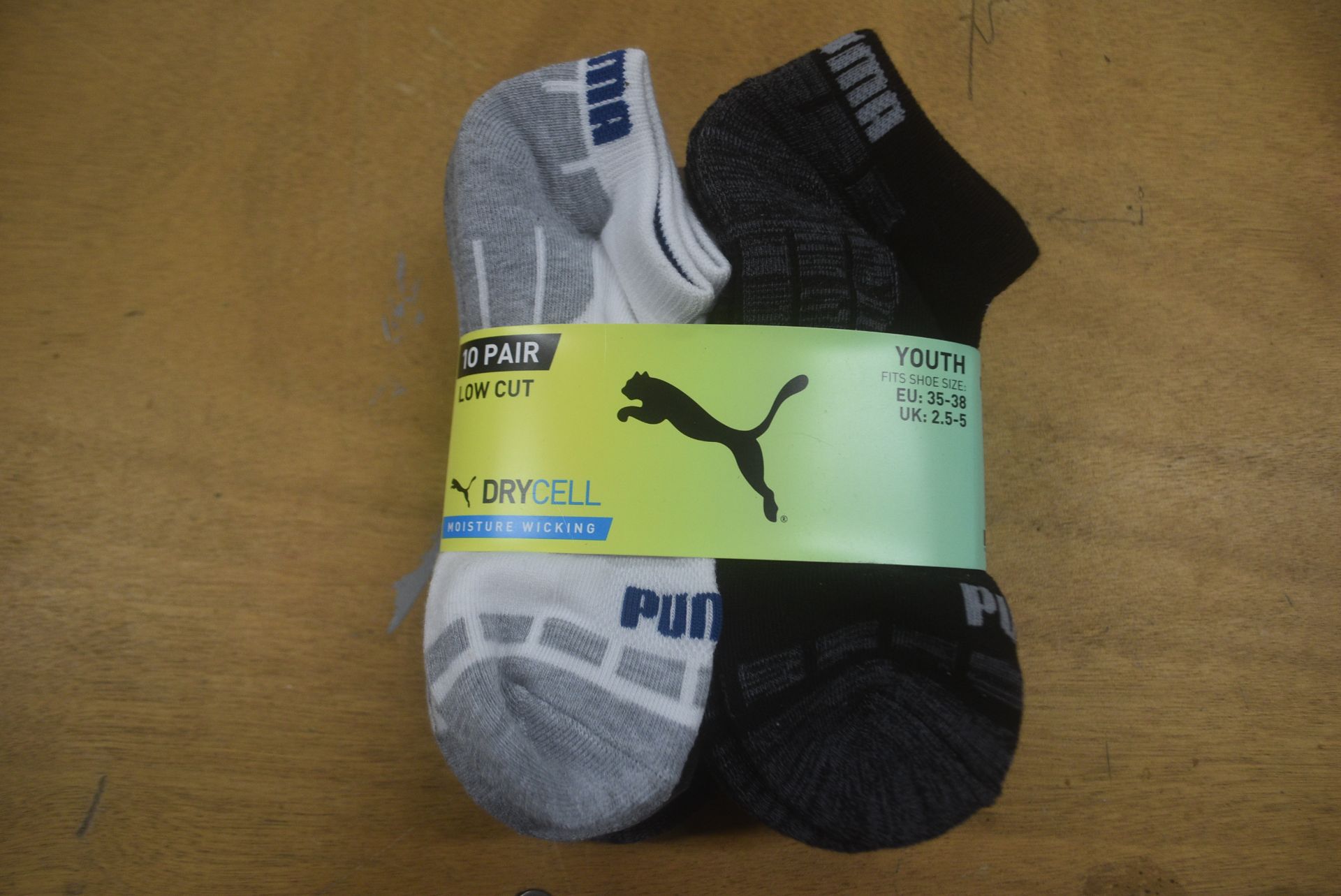 10x Pairs of Puma Kid’s Dry-Cell Low Cut Socks Size: 2.5-5 (dark colourway)