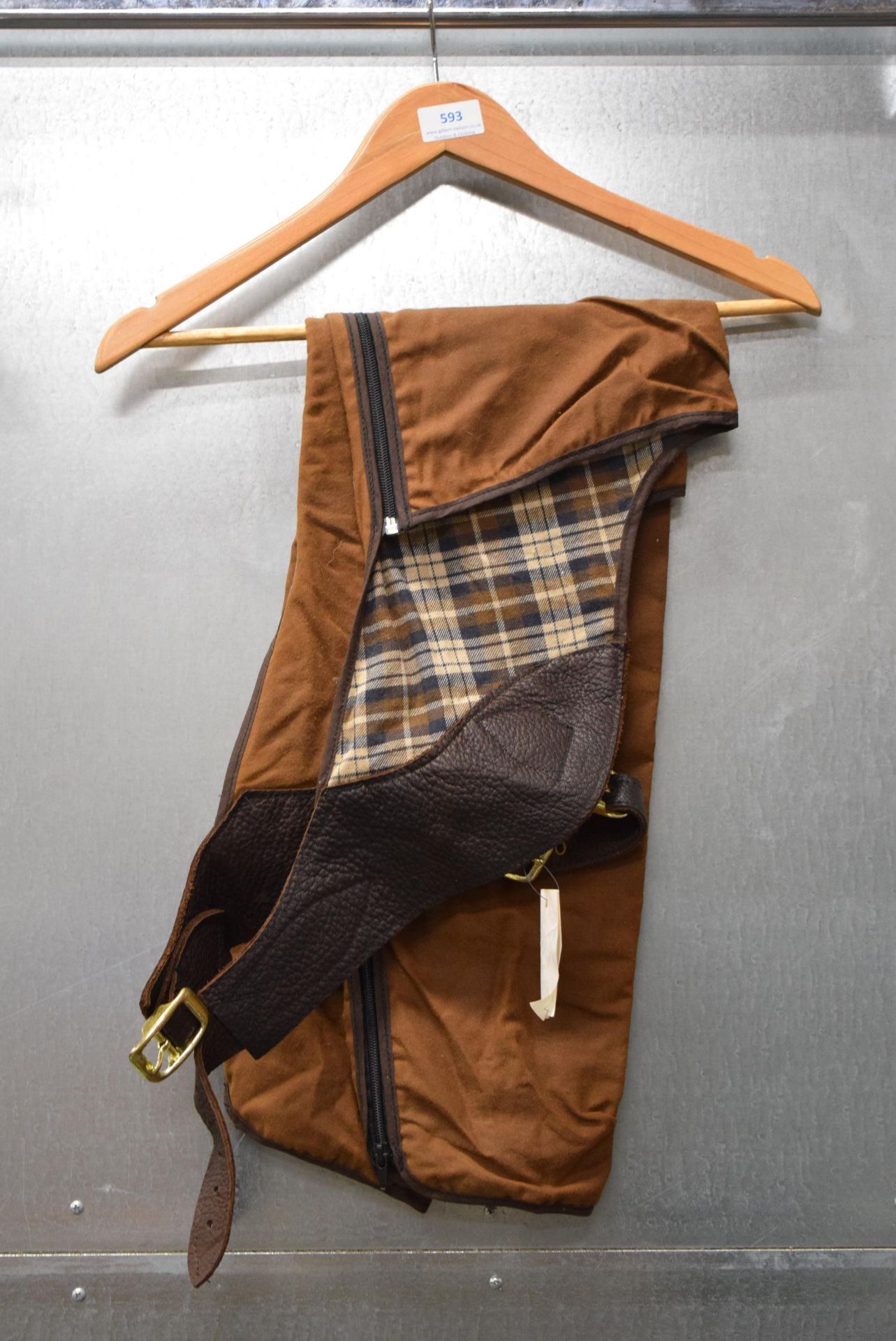 Brown Fabric Chaps with Waxed Cotton Outer Size: XS