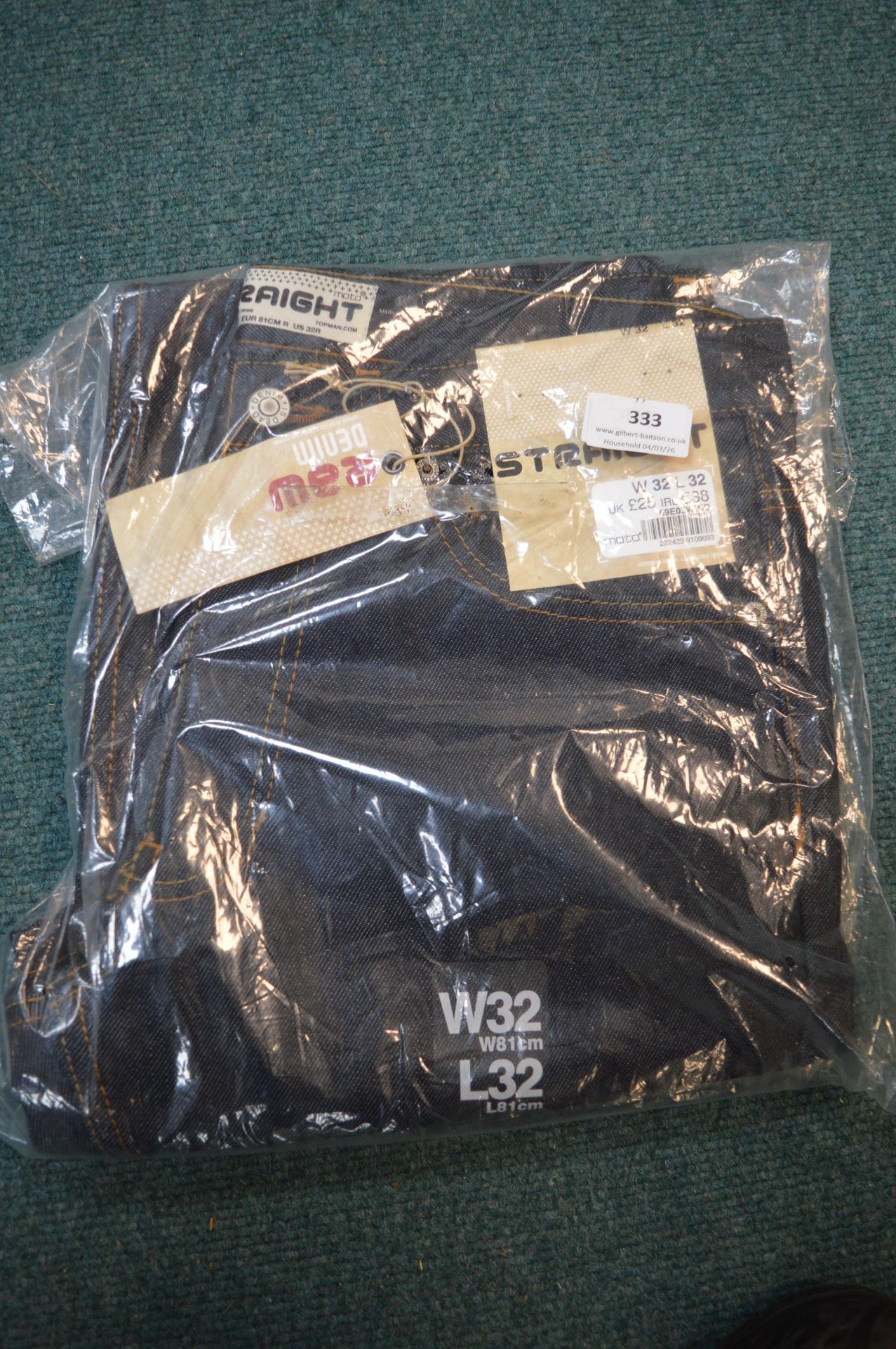 Pair of Top Man Straight Leg Denim Jeans Size: 32x32