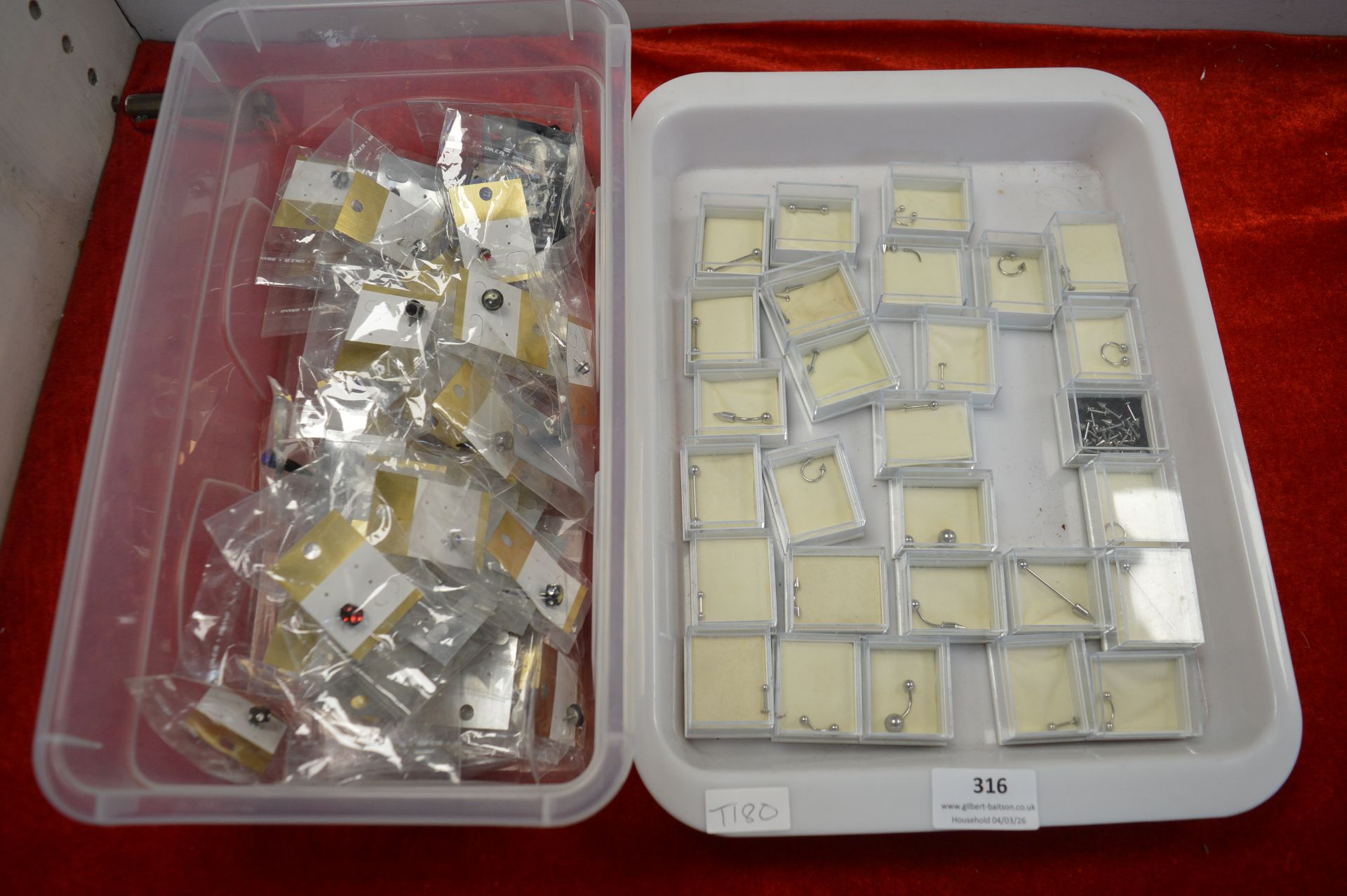2x Trays of Stainless Steel and Other Body Piercing Studs