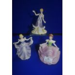 3x Collectors Studio Flower Maiden Figurines