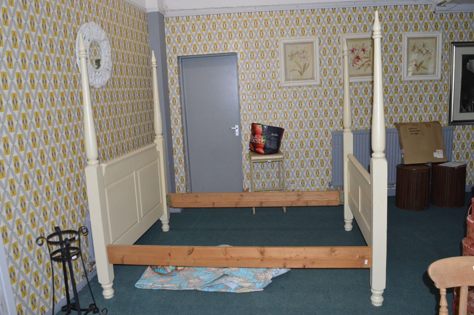 Cream Painted Pine Four Poster Bed Frame - Image 3 of 3