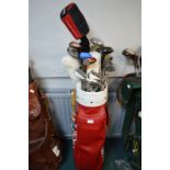 Golf Bag and Assorted Vintage Golf Clubs