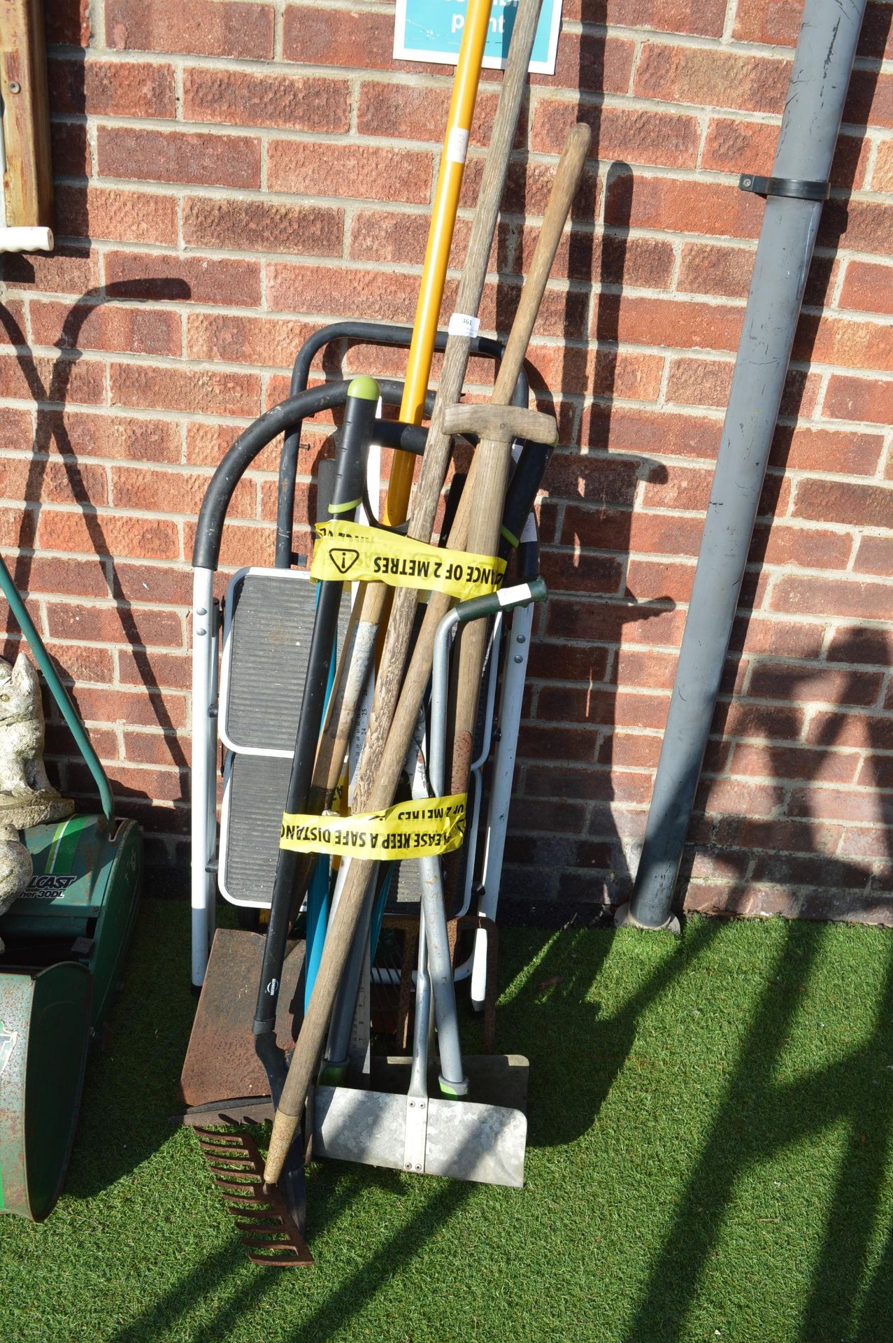 Large Tub of Garden Tools plus Steps and Sack Barrow