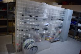 *Set of Frosted Pigeonholes with Sliding Trays Containing Various Perspex Discs