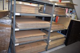 *Contents of Shelving to Include Various Sizes of Cardboard Boxes: 16cm³, 14cm³, 12cm³, and Others