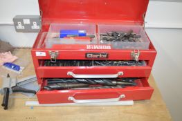 *Clarke Toolbox Containing Various Drill Bits Including Morse Taper