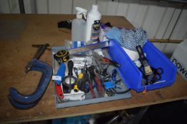 *Pair of Record 6” G-Clamps, Assorted Hand Tools, etc.