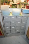 *Set of Metal Storage Drawers Containing Various Components, etc.