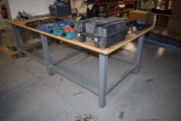 *Steel Framed Workbench with Levelling Feet 250x120cm (collection by appointment, contents not