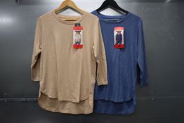 *2x Kirkland Signature 3/4 Sleeve 100% Cotton Tops Size: M