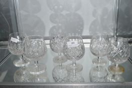 6x Assorted Lead Crystal Brandy Glasses