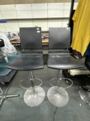 2x Black Vinyl Adjustable Bar Stools with Chrome Base