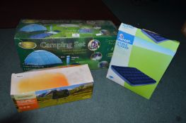 Kingfisher Camping Set, Camp Chair, and an Air Bed