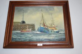 Jack Rigg Oil on Board Harbour Study “Into Bridlington 1987”