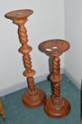 2x Barley Twist Wooden Plant Stands