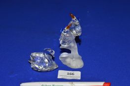 Pair of Swarovski Crystal Kingfishers and a Swan