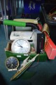 Vintage Items Including Television, Desk Lamp, Clocks, etc.