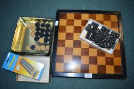 Draughts Board, Dominos, Incomplete Draughts Set, etc.