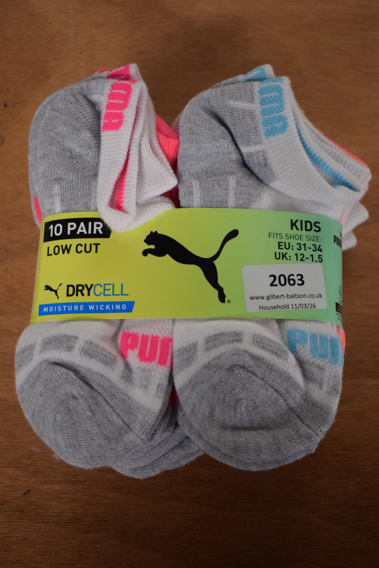 10x Pairs of Puma Dry Cell Kid’s Socks Size: Child’s 12-1.5