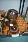 Assorted Treen Items Including a Chess Set, etc.